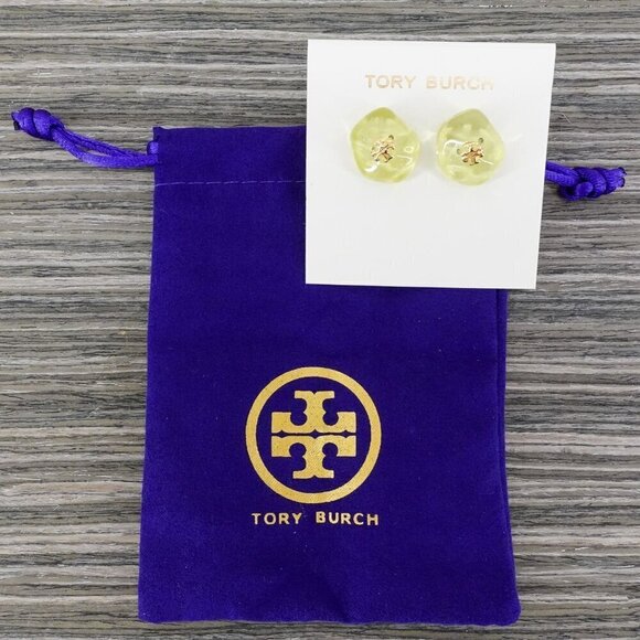Tory Burch Resin Stud Earrings Green OS - Picture 10 of 12